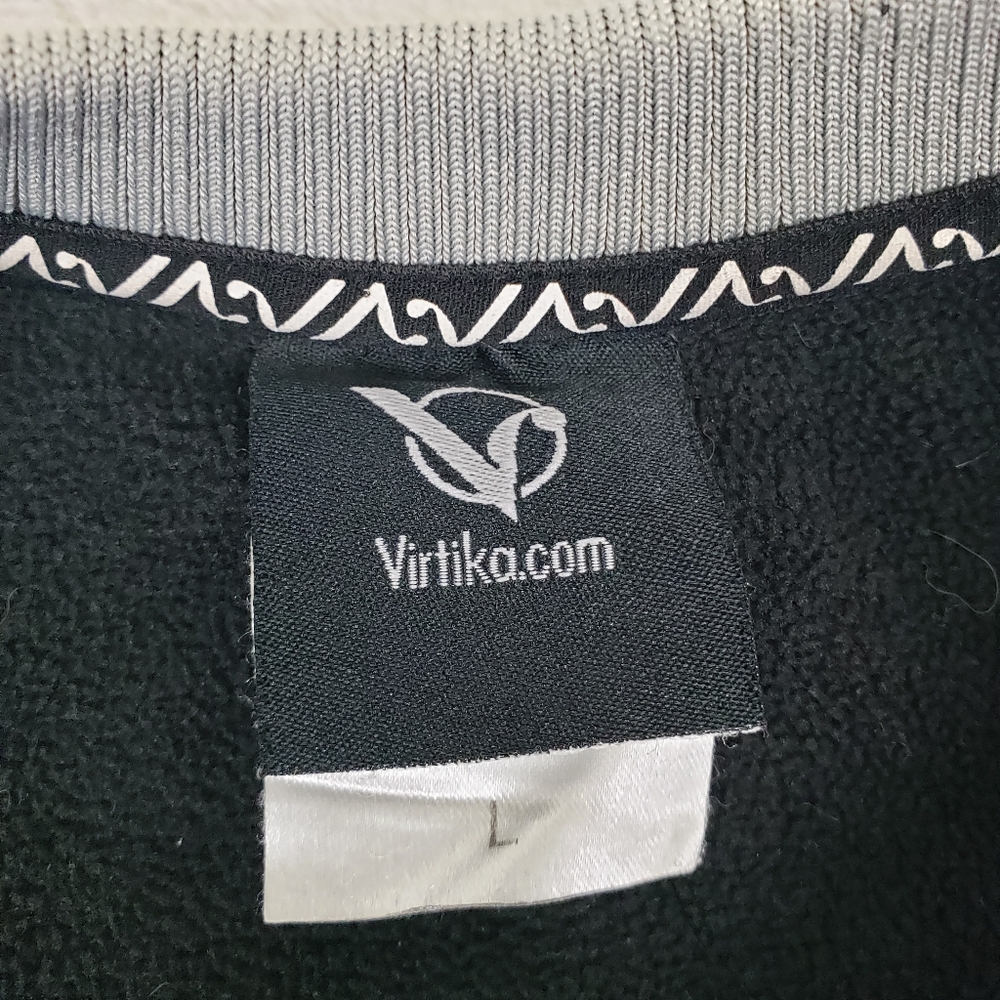 Virtika Silver Script Logo Snowboarding Ski Fleece Lined Crewneck Sweater Men L - Picture 5 of 12